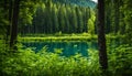 Tranquil Forest by the Blue Lake A Green Summer Haven