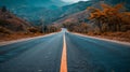 Tranquil forest path serene nature landscape with trees along a scenic highway road Royalty Free Stock Photo