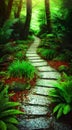 Tranquil Forest Pathway illustration Artificial Intelligence artwork generated