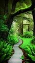 Tranquil Forest Pathway illustration Artificial Intelligence artwork generated