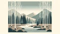Tranquil Forest Scene in Scandic Style AI Generated