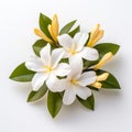 Tranquil Frangipani Flower On White Background: A Humble Charm In The Style Of Hale Woodruff