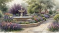 A tranquil garden blooming with an array of spring flowers