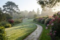 Garden path in the morning Royalty Free Stock Photo