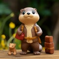 Tranquil Gardenscapes: A Bold Adventure With The Toy Beaver Royalty Free Stock Photo