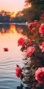 Tranquil Gardenscapes: Nature-inspired Imagery Of Roses At Sunset