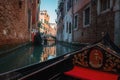 Tranquil Gondola Ride on Venice Canal: Serene Summertime Scene in Italy Royalty Free Stock Photo