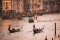 Tranquil Gondolas on Grand Canal, Venice - Serene Waterway Scene in Italy Royalty Free Stock Photo