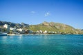 Tranquil harbour with boats in Port de Pollenca, Mallorca, Spain Royalty Free Stock Photo