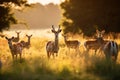 Tranquil Harmony: Graceful Deer Grazing in Golden Meadow Royalty Free Stock Photo