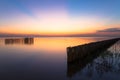 Tranquil image photo of sunset or evening time at sea or ocean. at Bang poo, Samutprakan, Thailand.