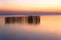 Tranquil image photo of sunset or evening time at sea or ocean. at Bang poo, Samutprakan, Thailand.