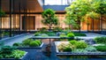 Tranquil Japanese Garden Courtyard Design. Royalty Free Stock Photo
