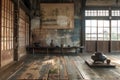 Tranquil Japanese Teahouse with Rustic Charm. Interior Design