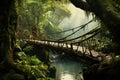 Tranquil Jungle bridge forest. Generate Ai Royalty Free Stock Photo