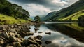 Tranquil Lake District In Thorpe Water: Post-processed Fjord On A Cloudy Day