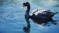 Tranquil lake with elegant black swan floating peacefully, ideal for adding text or design Royalty Free Stock Photo