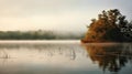 tranquil lake fog