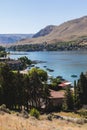 Tranquil Landscape with Clear Sky over Lake Chelan Royalty Free Stock Photo