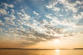 Tranquil lake scene at sunrise Royalty Free Stock Photo