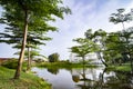 Tranquil lake surrounded As-Salam Mosque located in Malaysia Royalty Free Stock Photo