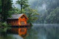 Tranquil Lakeside Retreat Amidst Whispering Woods. Concept Nature Walk, Calm Waters, Relaxing