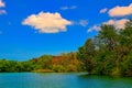 Tranquil lakeside scenery and cloudscape at Chengching Lake Royalty Free Stock Photo