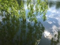 Tranquil landscape at a lake, with the vibrant skyr Royalty Free Stock Photo