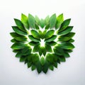Tranquil Leaves, A Heart of Green Serenity, Generative AI