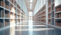 Tranquil Library Corridor With Blurry Background Of Bookshelves Encourages Silent Reflection And Royalty Free Stock Photo