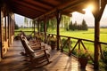 tranquil lodge veranda with rocking chairs