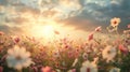 A tranquil meadow blanketed with wildflowers