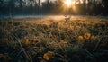Tranquil meadow glows in sunset, wildflowers bloom in yellow generated by AI Royalty Free Stock Photo