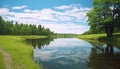 Tranquil meadow reflects beauty in nature green generated by AI