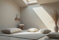 Tranquil meditation studio featuring a simple seating arrangement with cushions Royalty Free Stock Photo