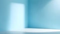 minimalist chic: soft blue tones define a light-drenched corner room mockup