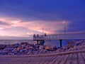 A tranquil moment enjoying a sunset in pinks and blues, at Nightcliff, Darwin NT Australia Royalty Free Stock Photo