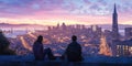 Tranquil Moment Overlooking San Francisco Cityscape at Sunset Royalty Free Stock Photo