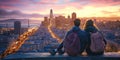 Tranquil Moment Overlooking San Francisco Cityscape at Sunset Royalty Free Stock Photo