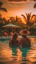 Young Couple Relaxing and Enjoying the Sunset Royalty Free Stock Photo