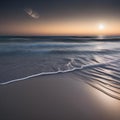 A tranquil, moonlit beach with waves that seem to be made of liquid silver2