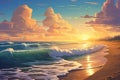 Tranquil Morning beach sunset. Generate Ai