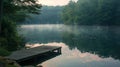 The tranquil morning mist rolling over a serene lake beckoning sleepers to indulge in a peaceful and revitalizing nap Royalty Free Stock Photo