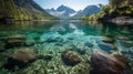 Serene Reflections on a Midday Mountain Lake