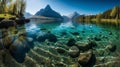 Serene Reflections on a Midday Mountain Lake