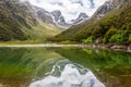 Tranquil mountain lake Mackenzie at the famous Routeburn Track, New Zealand Royalty Free Stock Photo