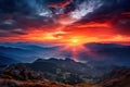 Tranquil Mountain sunset view. Generate Ai