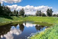 Bay of the Tmaka river in the walking area next to the Victory Memorial in the city of Tver, Russia.