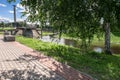 Bay of the Tmaka river in the walking area next to the Victory Memorial in the city of Tver, Russia.