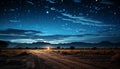 Tranquil night, dark sky, mountain peak, Milky Way beauty generated by AI